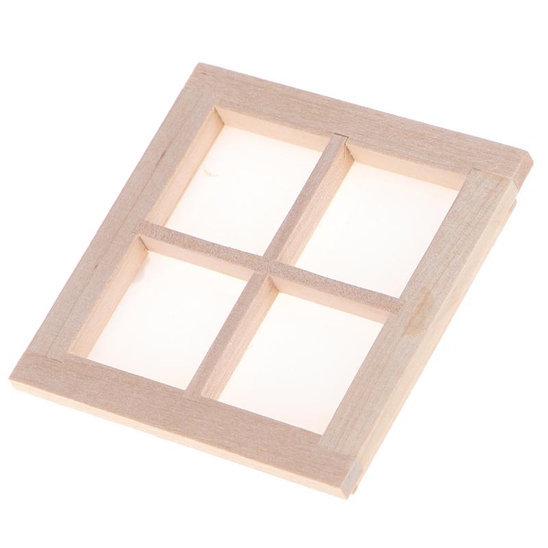 1:12 Dollhouse Miniature Wooden 4 Pane Window Diy Accessories