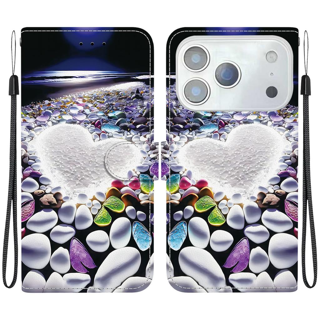 For iPhone 17 Pro Max Case Pattern Printing Anti-Drop Leather Flip Wallet Phone Cover with Lanyard