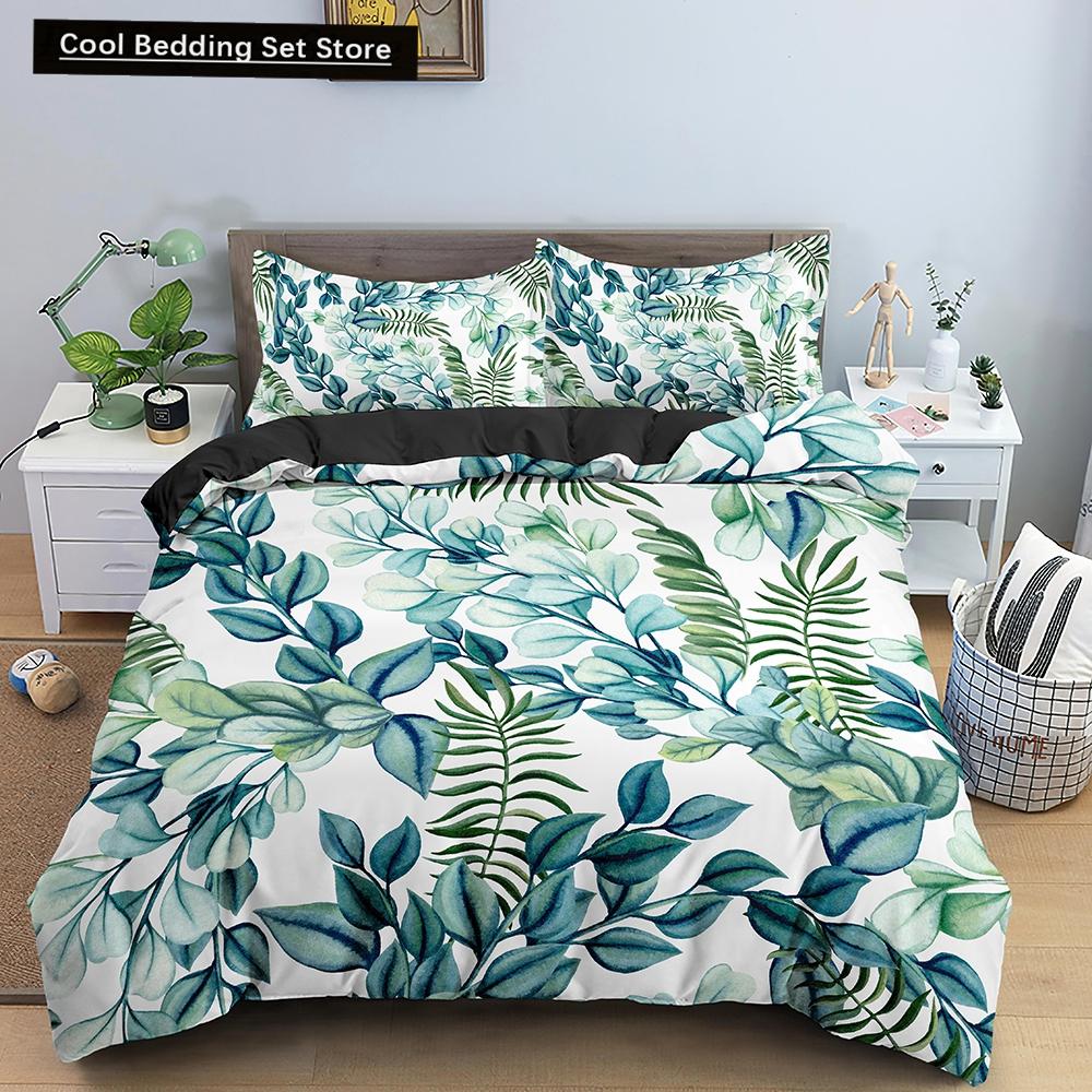 Комплект постельного белья «Природа» с изображением тропических зеленых листьев, джунглей и растений, пододеяльник с 3D-ботаническим рисунком из полиэстера