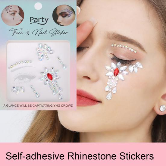 Наклейки на лицо и глаза для женщин, самоклеящиеся стразы, макияж, татуировки, наклейки для ногтей для украшения вечеринки на Хэллоуин