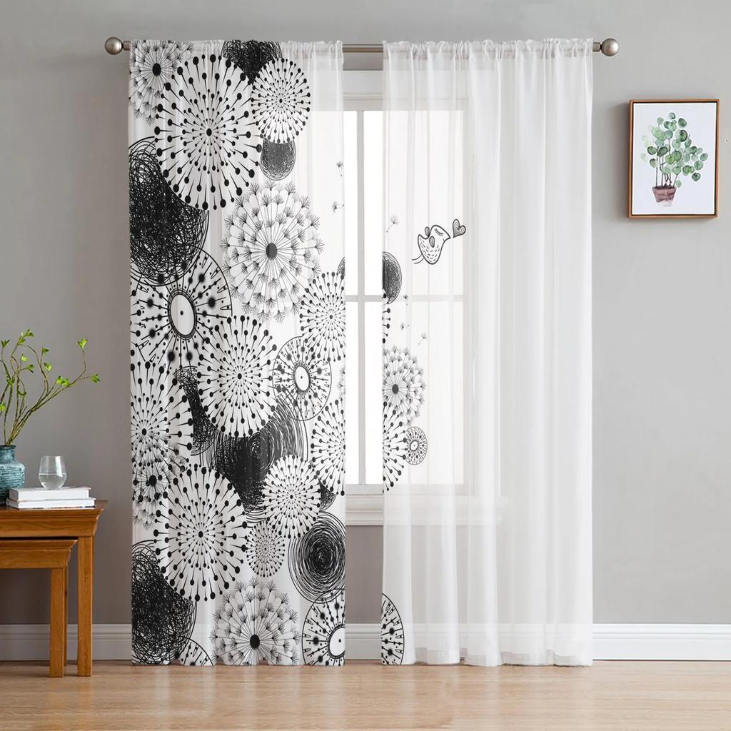 Черно-белые полосатые прозрачные шторы для украшения гостиной, тюль, вуаль, органза, оконные шторы для кухни, спальни