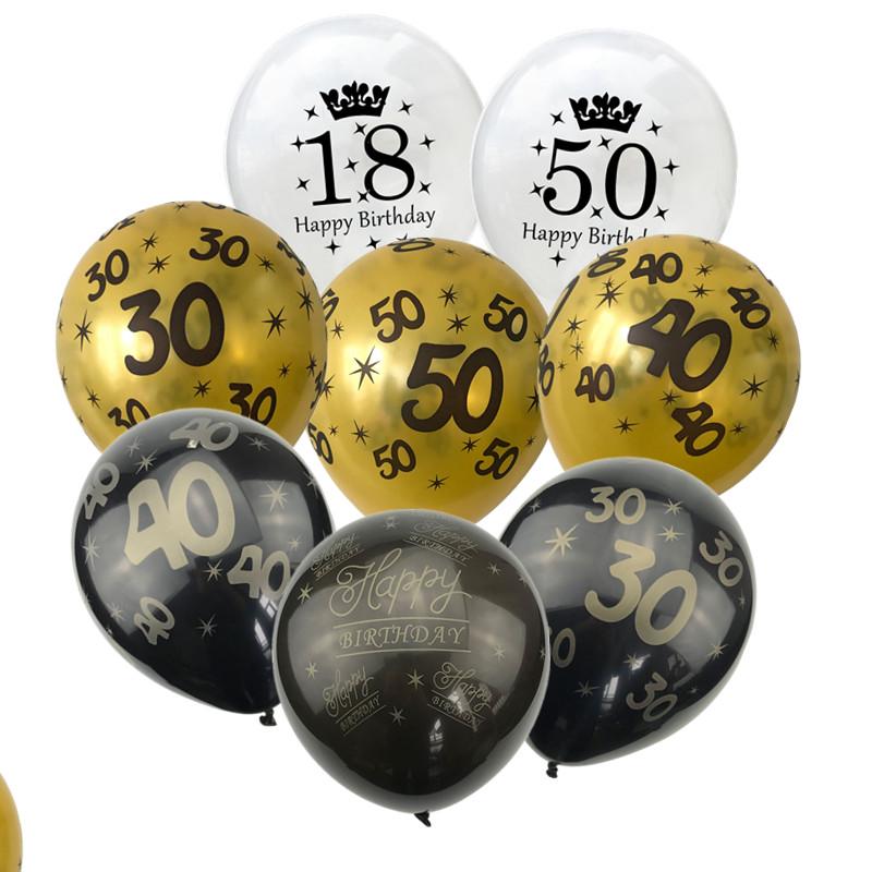 5 шт. надувных шаров с конфетти 12 дюймов латексные шары на день рождения 1 16 18 21 18 30 40 50 60 70 80 90 годовщина свадьбы Декор