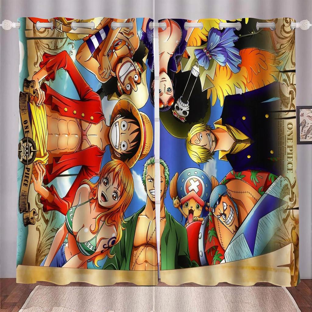 Резиденция Манки Д. Луффи Мультяшная Занавеска One Piece Милый Принт Светофильтрующие Оконные Шторы Гостиная Спальня Защита от Жара и Солнца