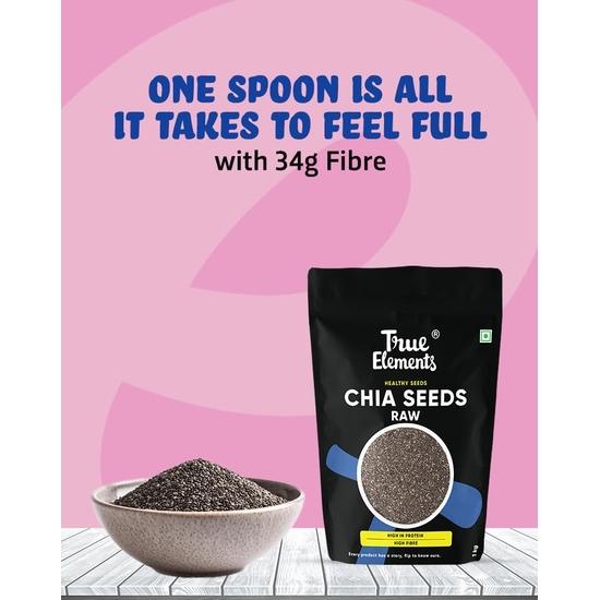 True Elements Сырые семена чиа 500 г – Суперфуд, богатый питательными веществами, для ежедневного оздоровления