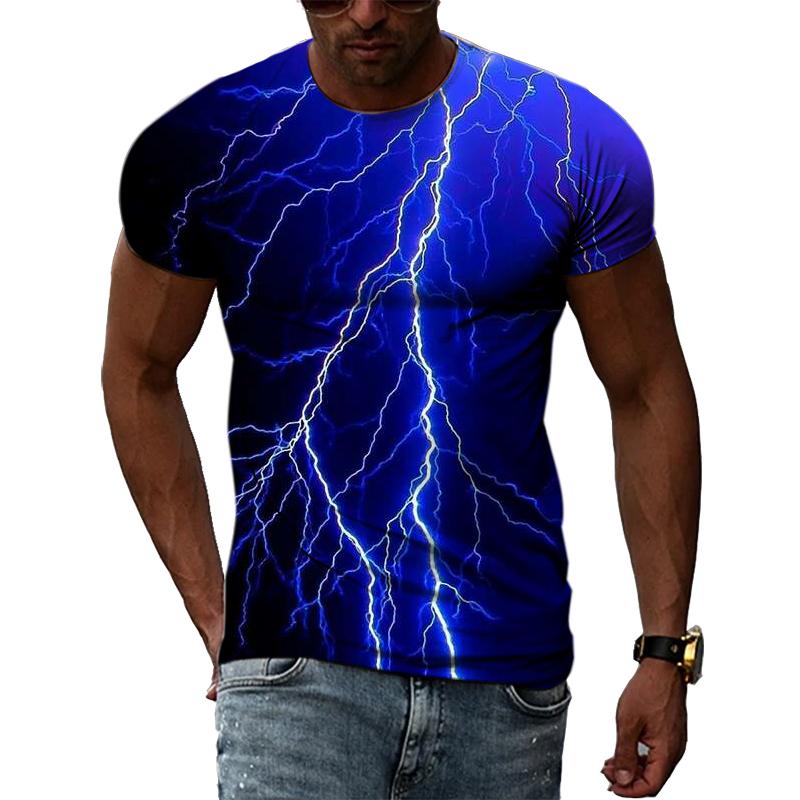 Summer Natural Landscape Lightning Graphic T Shirts Men 3D Fashion Casual Personality Printing Tees Hip Hop Harajuku O-neck Tops