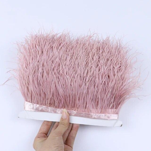 Цветная страусиная отделка 6-8 см, 1 м, 5 м, 10 м для поделок, свадебное платье, украшение одежды, лента с бахромой из перьев, отделка для шитья Flecos