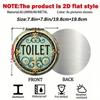 Retro Toilet Sign Metal Wall Art Gold Blue Green Decor