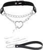 Emoi SM Collar with Lead for Humans Choker with Heart Necklace Chain Stylish Cute Hanging Ring Mine Type Cosplay Accessory Crossdresser Bondage Style