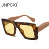 New Retro Oversized Square Sunglasses Women Fashion Leopard Gradient Shades UV400 Men Punk Sun Glasses