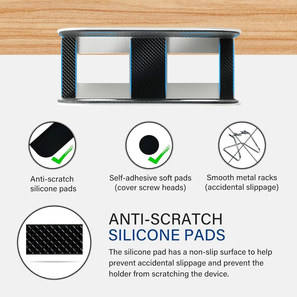 Under Desk Laptop Storage Mount Metal Thickness 1.37" for MacBook,Laptop,Mini,Keyboard,Router,with Anti-Scratch Silicone
