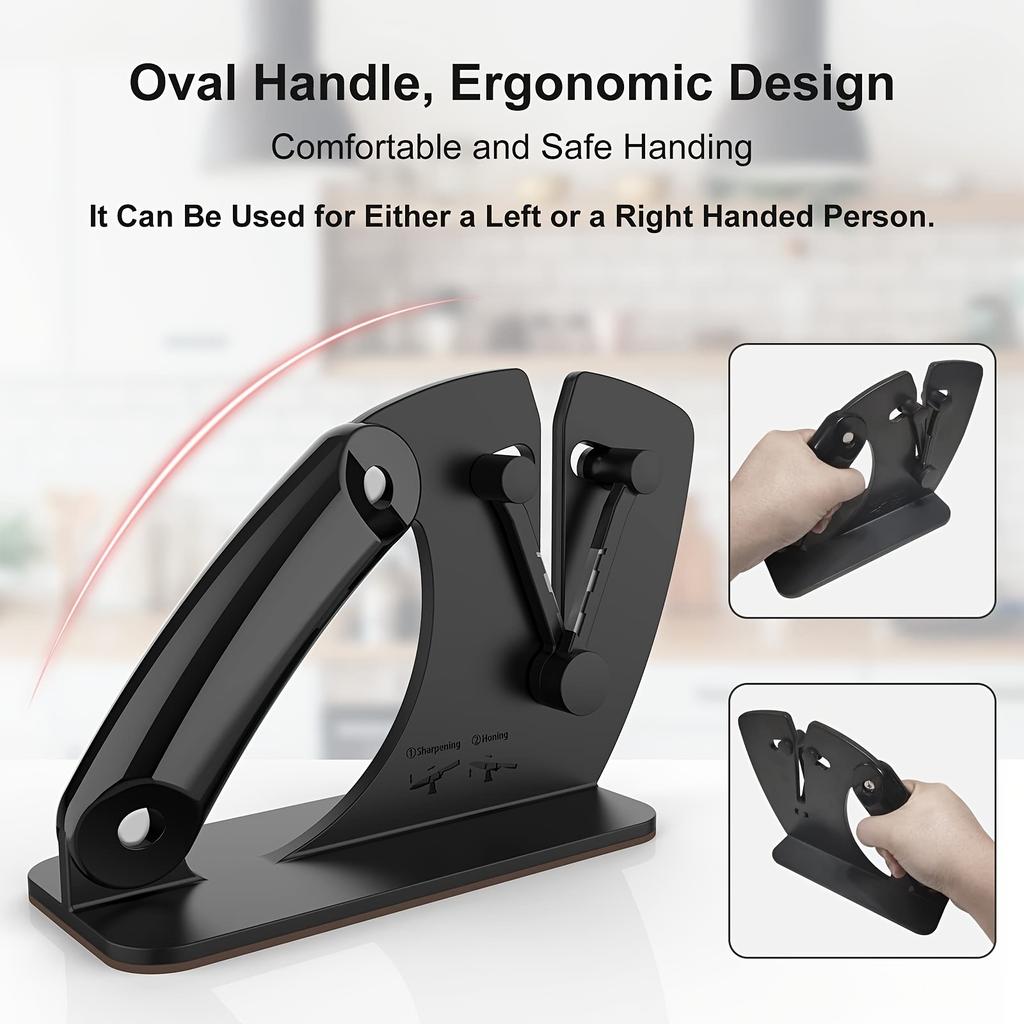 Premium Knife Sharpener with Ergonomic Handle - Restore Dull Blades with Tungsten Carbide for Steel Knives!