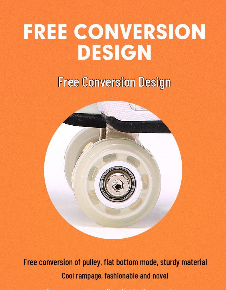 Раздвижные Деформируемые Роликовые и Ледовые Коньки для Взрослых и Детей - Двухрядный, Четырехколесный Дизайн, Невидимые Роликовые Коньки для Мужчин и Женщин.