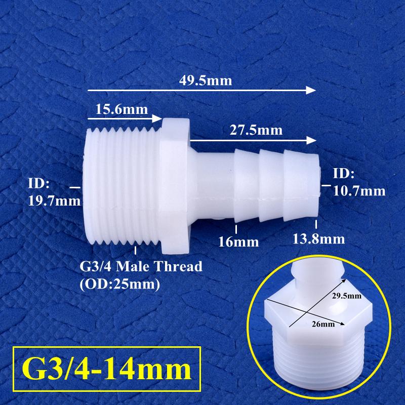 10pcs/lot PE Pagoda Direct Connector G1/2" 3/4" Male Thread To 4~25mm Barb Joints Aquarium Adapter Air Pump Tube Connector Micro Irrigation Hose Joint