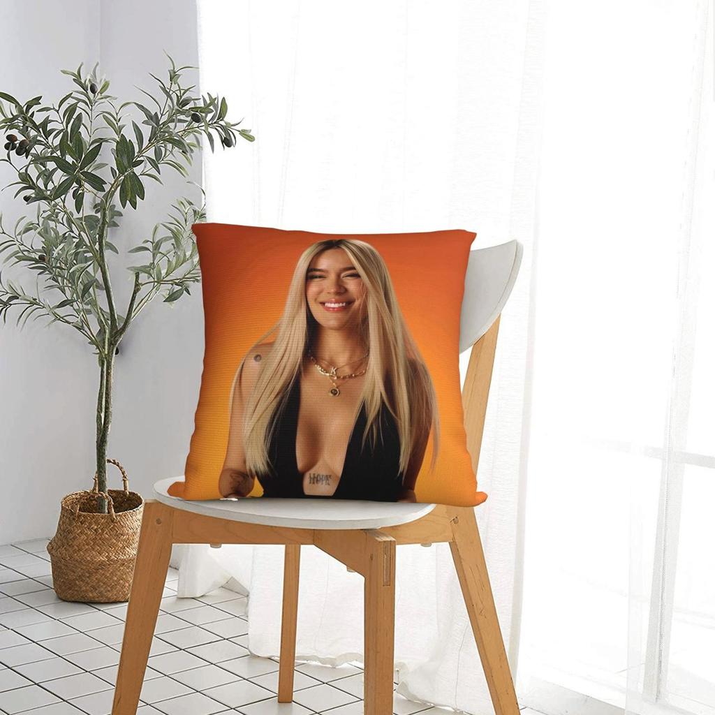 Karol G Tropicoqueta New Album Pillowcase Polyester Cushion Cover Decor Verano Rosa Throw Pillow Case Cover Home Square 40X40Cm