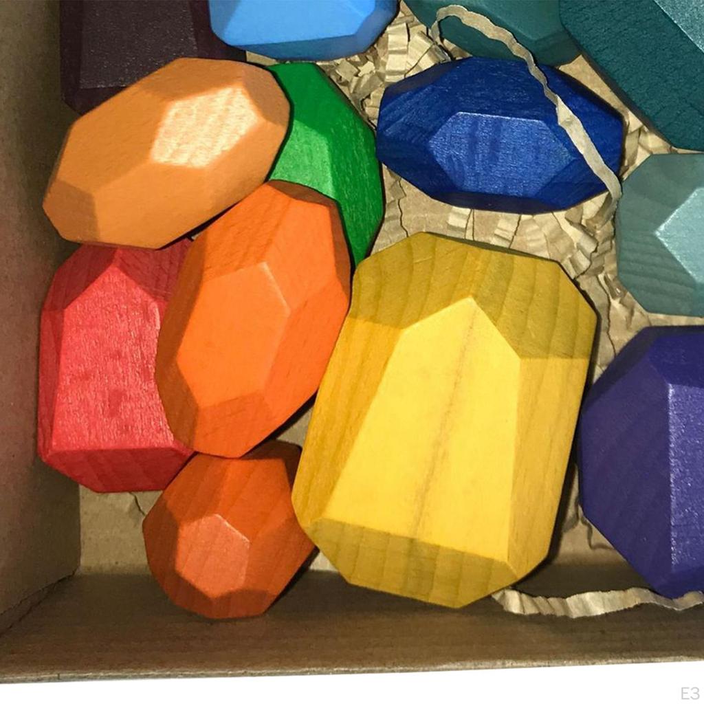 Деревянные сортировочные штабелирующие камни Красочные строительные блоки Мелкая моторика Игрушки Монтессори