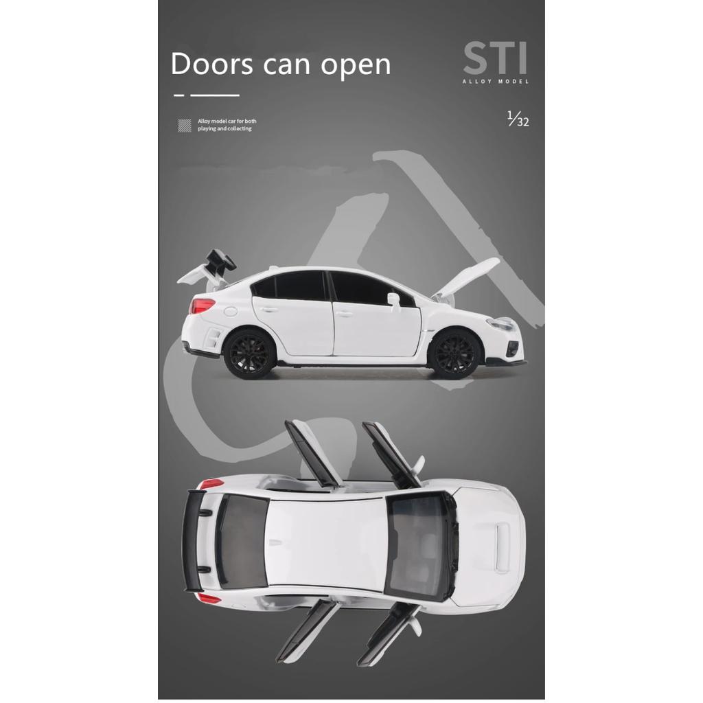 1/32 Модель спортивного автомобиля из сплава Subaru WRX STI Литая под давлением Имитация Металлическая игрушка Модель гоночного автомобиля Коллекция Звук и свет Детский подарок