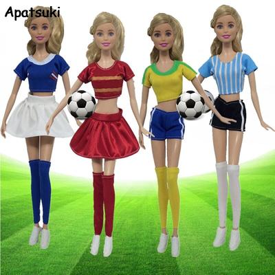 Модная одежда для куклы Барби, футбольный кубок, женский футболист, спортивная одежда, рубашка, юбка, шорты, носки, аксессуары для кукол