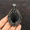 Silver Sheen Obsidian Pendant Copper Wire Wrapped Pendant White Topaz Pendant Gemstone Copper Jewelry Gift For Her Handmade Designer Pendant