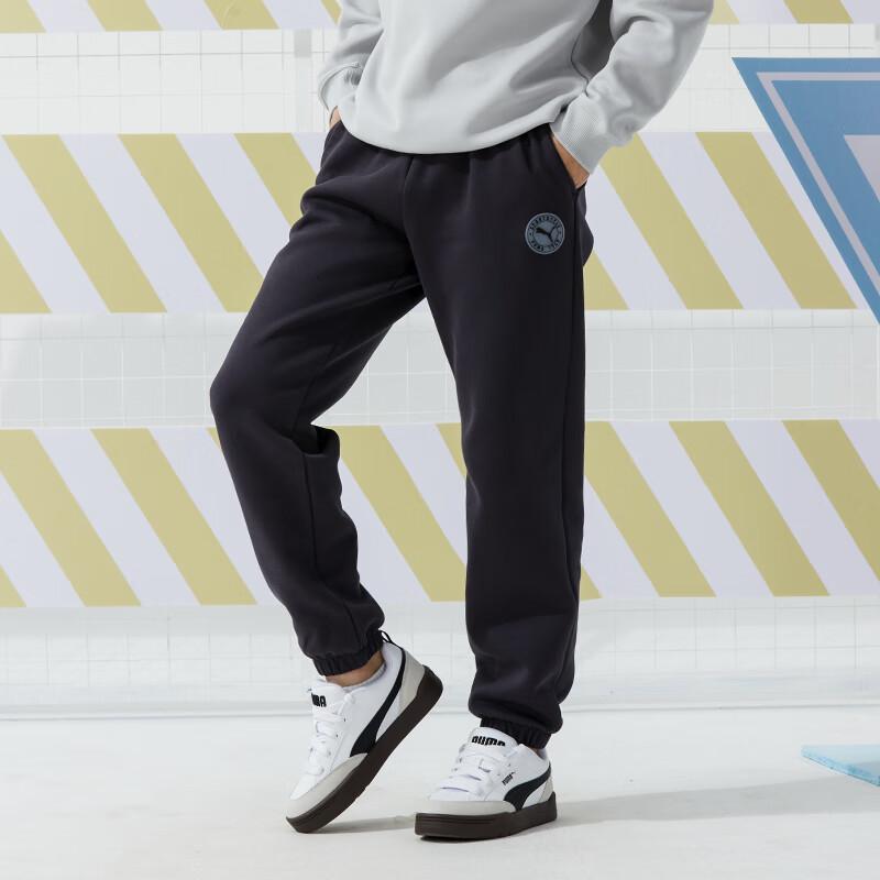 Puma Трикотажные брюки для бега, тренировок, фитнеса, с твердым логотипом, унисекс, черные 627881-75