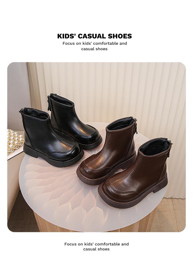 Девичьи осенне-зимние ботильоны Мартин в корейском стиле на флисовой подкладке 2025