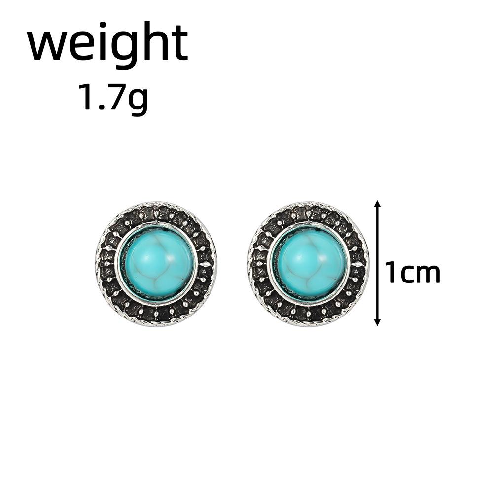 2024 European & American Retro Bohemian Turquoise Stud Earrings