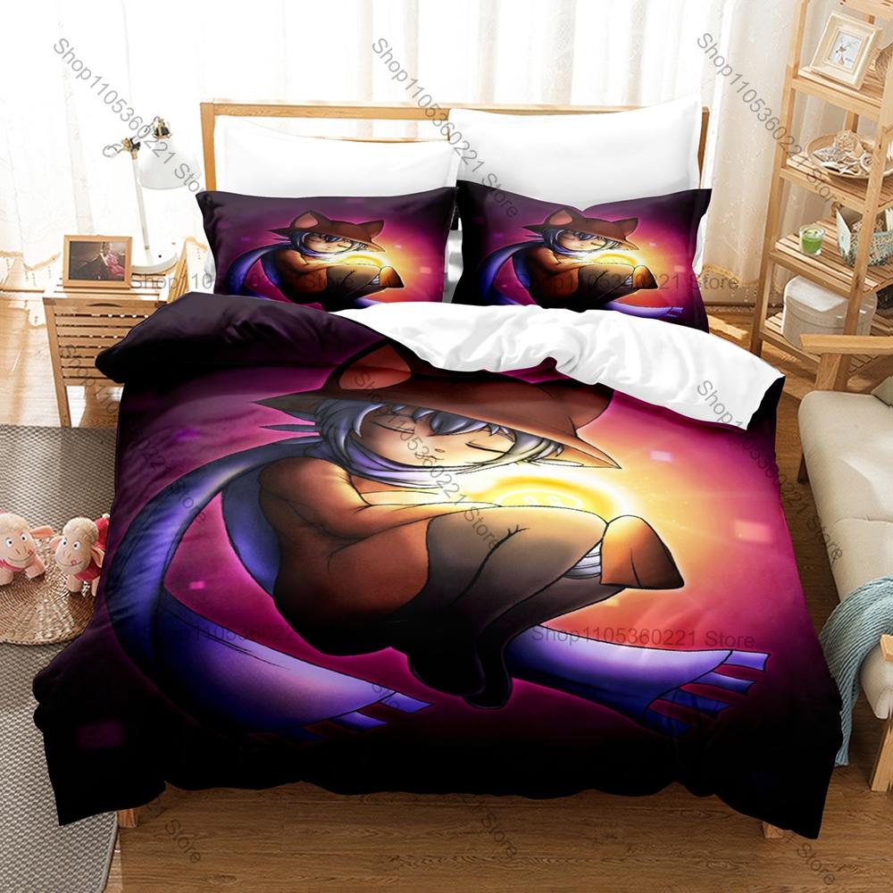 Niko OnesFan Merch Duvet Cover + 2 Pillowcases, Unique Game Art Print Bedding Set Comfortable Textile for Gaming Collectors
