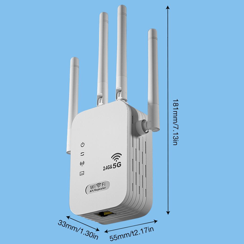 Беспроводной WiFi-повторитель 1200 Мбит/с с портом WAN/LAN, двухдиапазонный 2,4 ГГц/5 ГГц, расширитель WiFi с 4 антеннами, усилитель Wi-Fi сигнала для дома