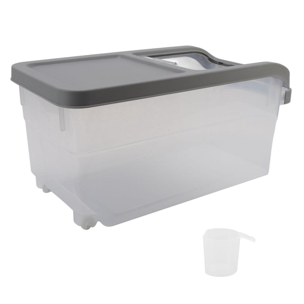 10KG Transparent Rice Storage Box Rice Dispenser Container Slide Cover Grain Storage Bucket with
