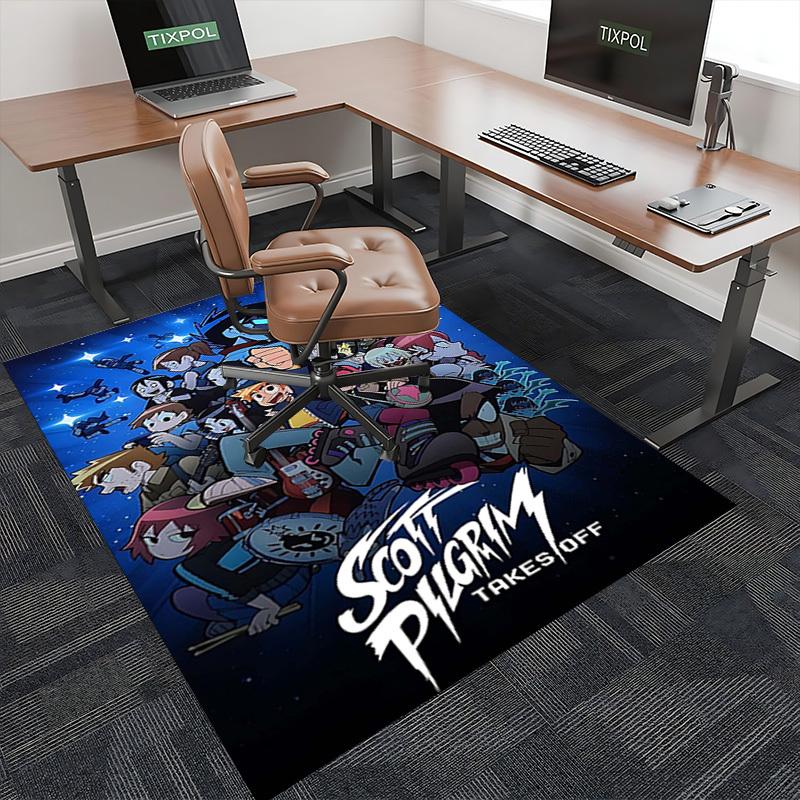1pc Scott Pilgrim Anime Cartoon Design Office Chair Mat Non-Slip Carpet for Home Decor, Living Room, Bedroom, Game Room - Perfect Gift Idea.Y065