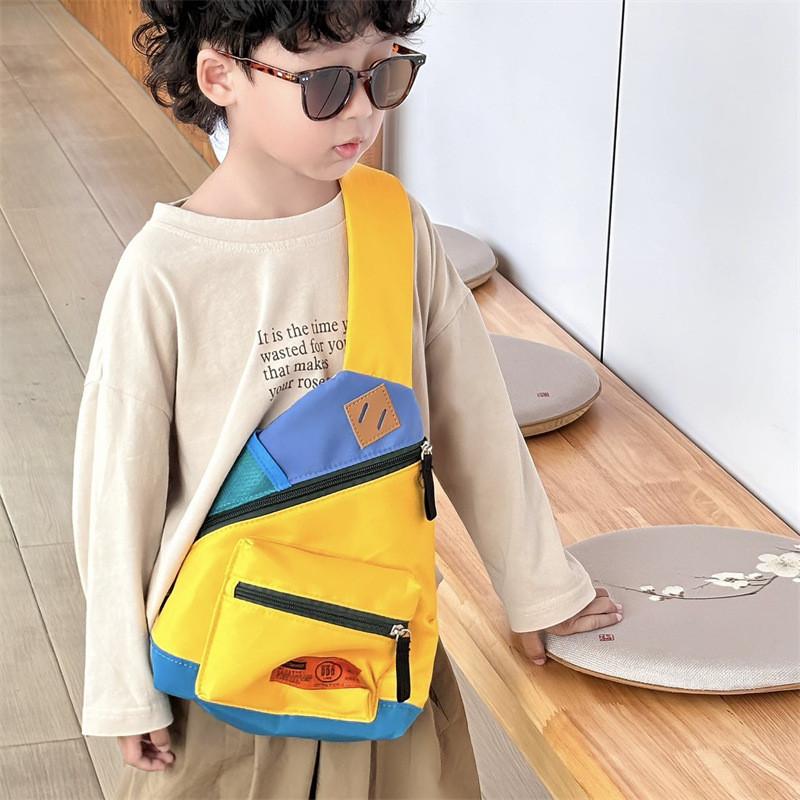 Модная детская наплечная сумка с дизайном в стиле колор-блок для повседневных школьных прогулок
