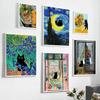 Funny Art Matisse Monet Black Cat Van Gogh Sunflowers Canvas  Posters and Prints Wall Pictures for Living Room Decor