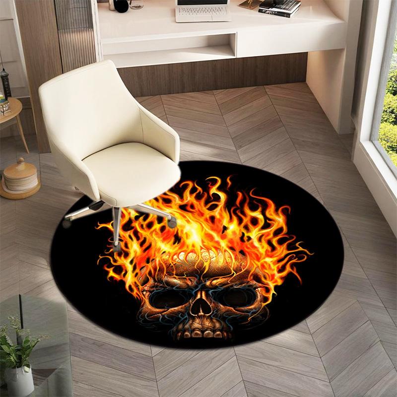 Gang violence Motorcycle enthusiasts Hells Angels Motorcycle Club circular carpet is soft, home, bedroom, door mat decoration, and non slip carpet E3