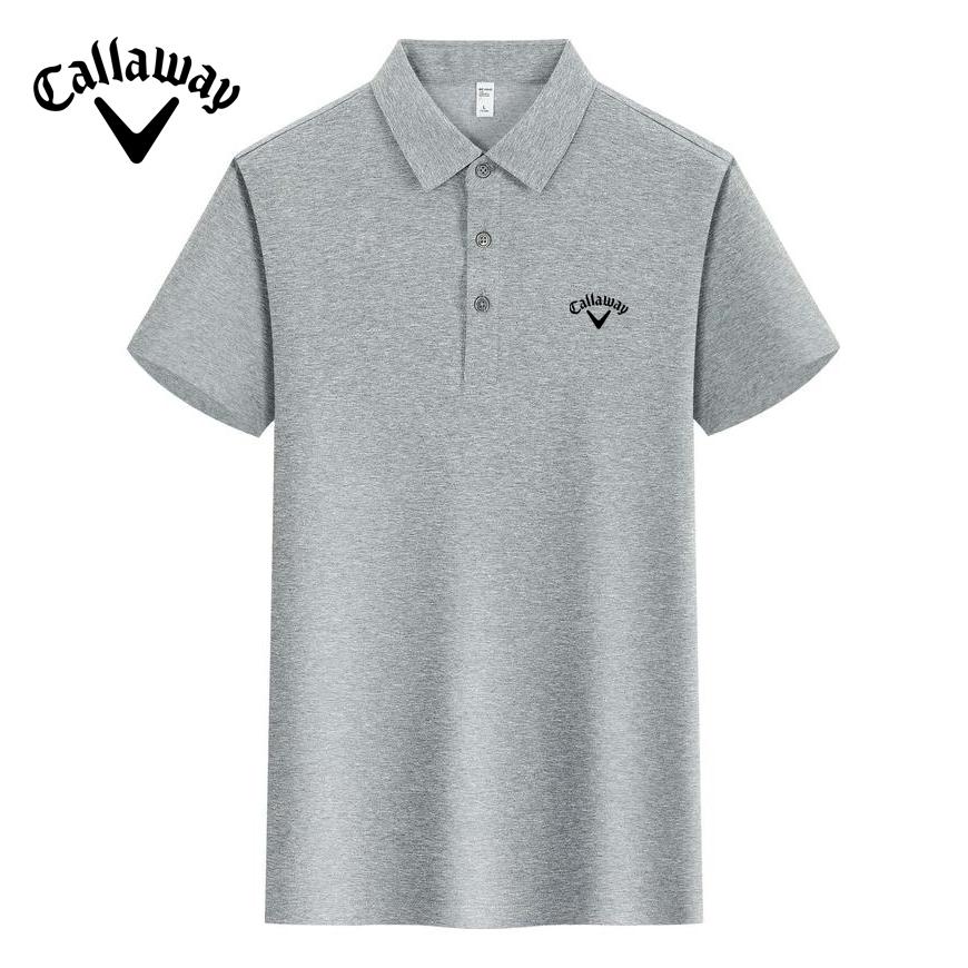 Callaway 2025 Лето Мужская и женская Деловая Повседневная Вышивка 7A Антибактериальная Холодная Ощущение Тела Хлопок Однотонный Воротник Рубашка Поло