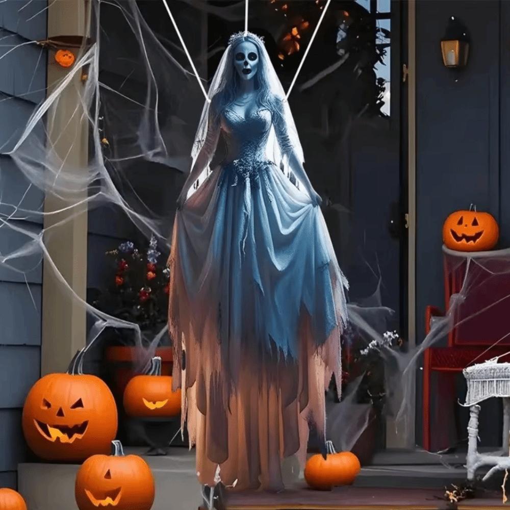 Ghost Skull Bride Wizard Pattern 2D Halloween Spooky Hanging Flag Spooky Atmosphere Banner Party