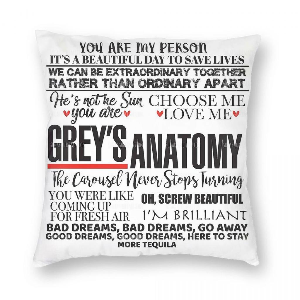 Greys Anatomy Choose Love Me Square Pillowcase Polyester Linen Velvet Printed Zip Decorative Bed Cushion Cover Wholesale
