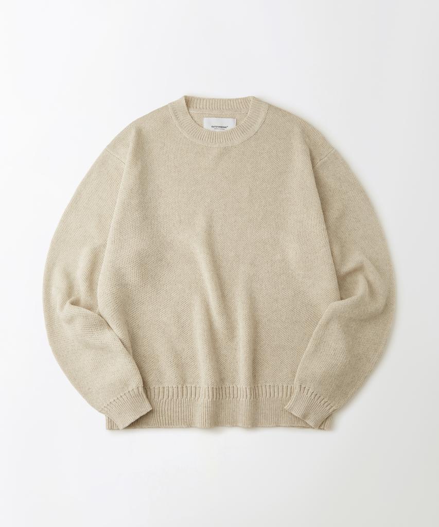 OUTSTANDING Linen Fisherman Crew Neck Knit_Ecru
