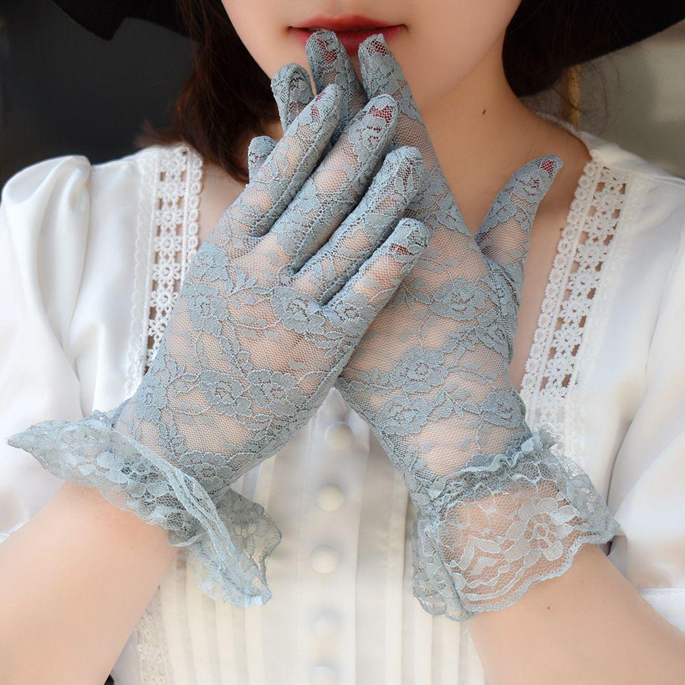 Protection Mittens Wedding Rose Flower Pattern White Bride Gloves Lace Gloves Party Dressy Gloves