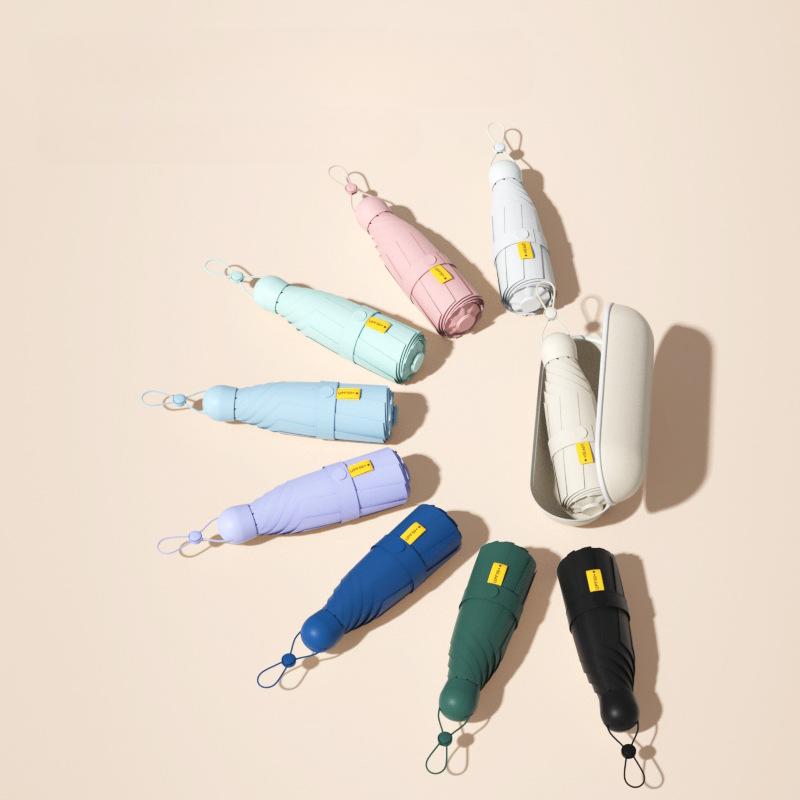Mini Women Umbrella Small Pocket Five Folding Sunshade Umbrellas Sunscreen UV Protection Capsule Umbrella Sunny and Rainy