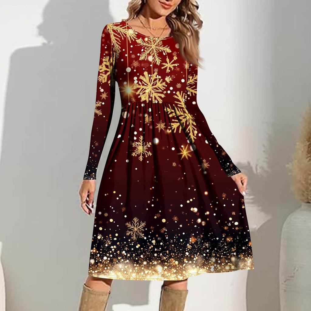 Женское повседневное платье с градиентным принтом, весеннее, с карманом, с круглым вырезом, с длинным рукавом