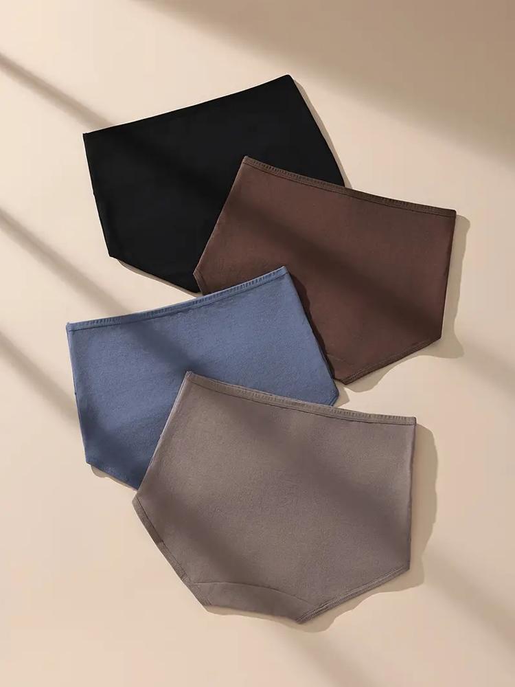 4Pcs Women Panties High Waist Breathable Pure Cotton Underwear Briefs Ladies Underpants