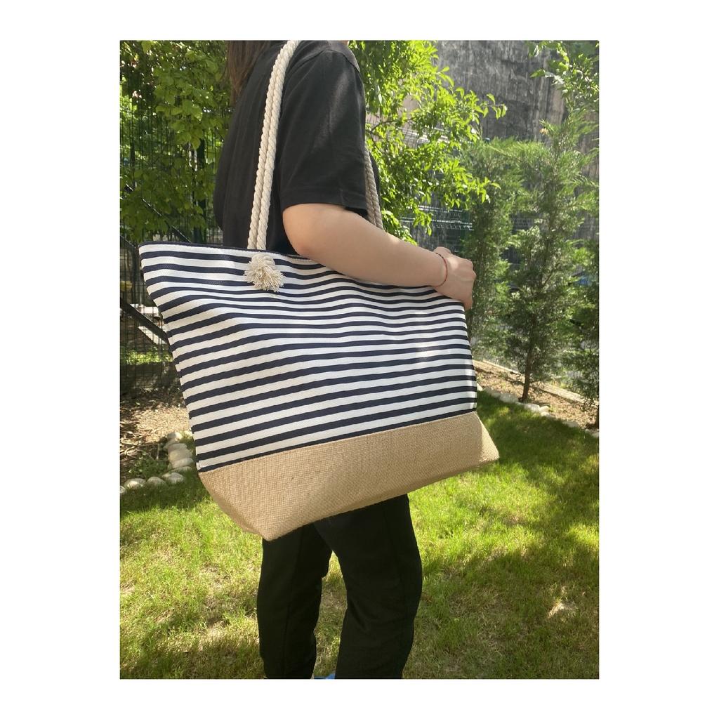 Женская пляжная сумка из ткани с мягкой ручкой