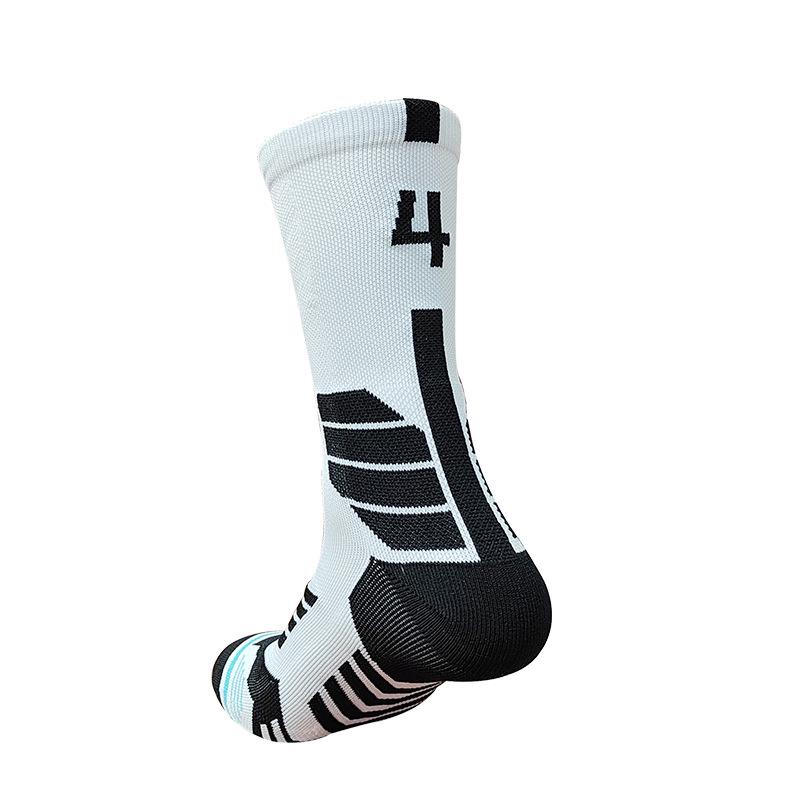 Qiao Kushi Mid-Calf Sports Socks, Thick Terry, Sweat-Absorbent, Adult Basketball Socks