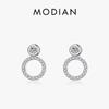 925 Sterling Silver Classic Geometric Round Stud Earrings for Women Luxury Clear CZ Fine Female Wedding Jewelry
