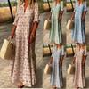 Women's Retro Stand Up Collar Plus Size Fashionable Loose Dress Long Casual Dresses