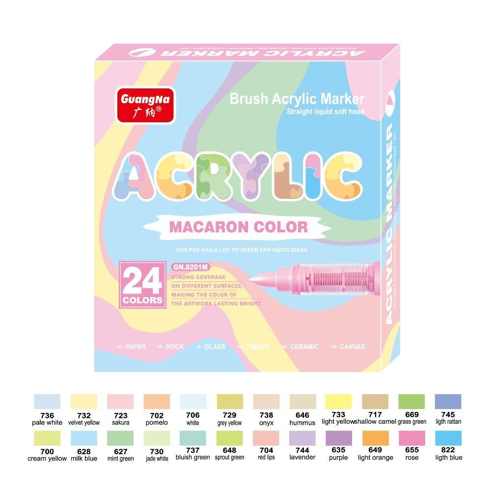 24Colors Macaroon Color Acrylic Paint Pens 24 Colors Watercolor Pen Artists Drawing