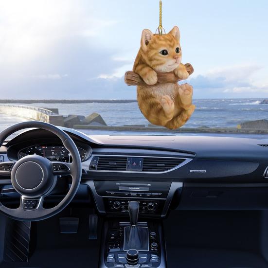 1/6 шт. Подвеска для автомобиля, дизайн кошки, акриловое подвесное украшение со шнурком, аксессуар для подвешивания на зеркало заднего вида автомобиля с котенком