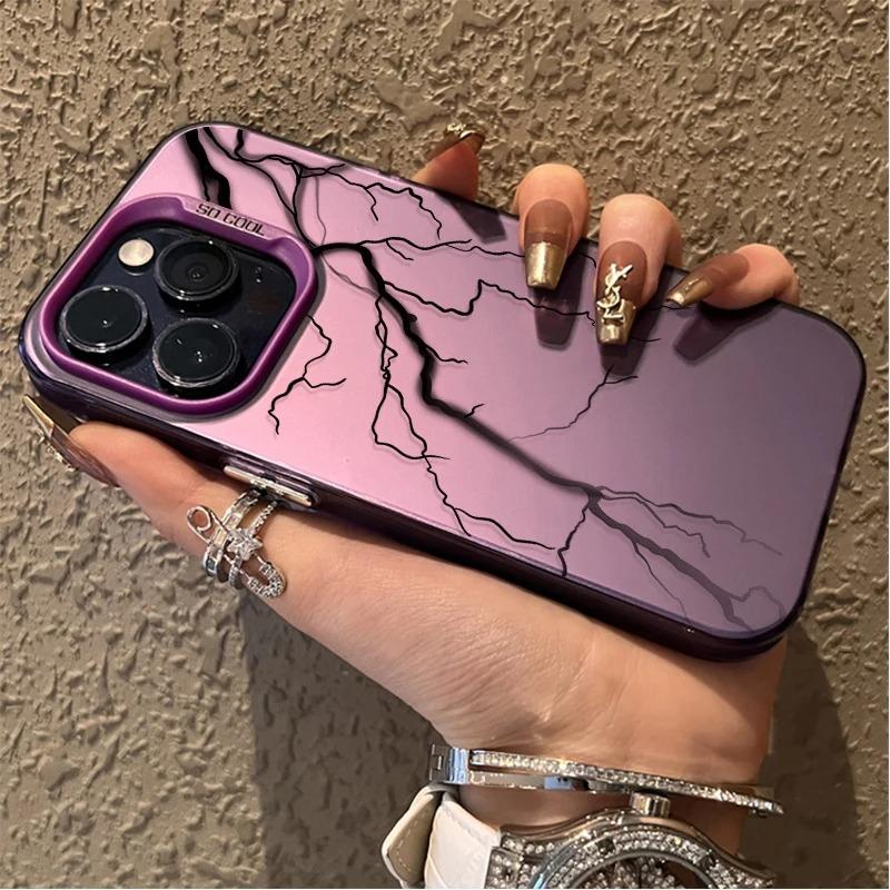 Роскошный матовый жесткий чехол с графикой «Молния» для iPhone 16 15 14 13 12 11 Pro Max XS X XR 8 7 Plus Ударопрочная покрытая крышка