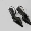 Rivet Fashion Pointed Back Empty Stiletto Single Shoes Women's Summer Pointed High Heels Patent Leather Bag Head Word with Sandals 2025