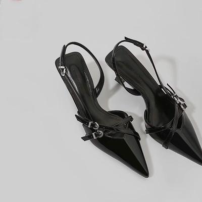 Модные туфли-лодочки с острым носком и заклепками, женские летние туфли на высоком каблуке с острым носком, из лакированной кожи, с сумкой, с сандалиями