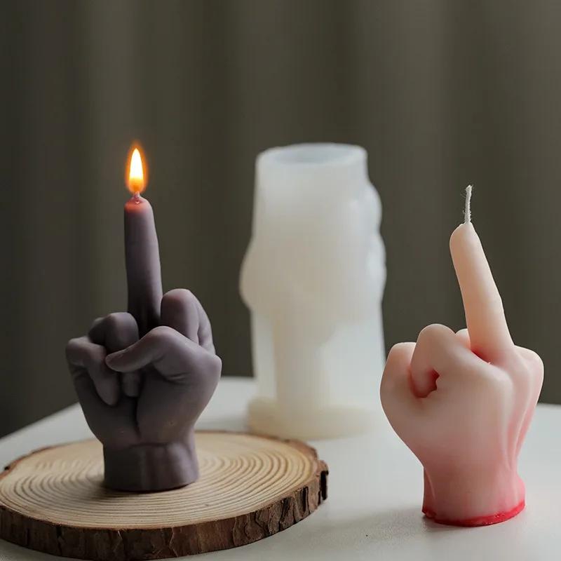 Top Quality 3D Middle Finger Candle Silicone Mold DIY Gesture Aromatherapy Plaster Art Soap Resin Crafts Making Tools Holiday